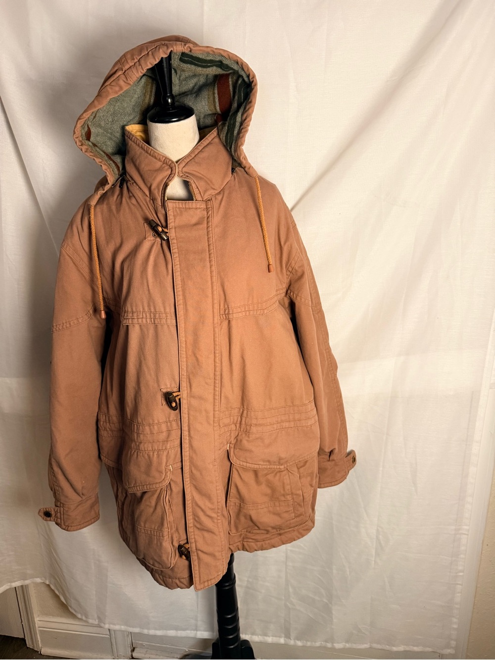 Members Only Navy Label Hooded Insulated Coat 100% Cotton